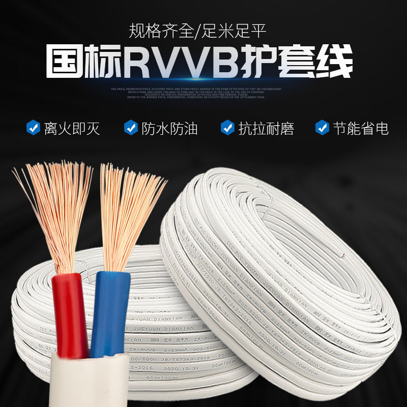 速发家用国标双芯护套/电线电缆线2芯2.5线4/6平方平行线多股软线