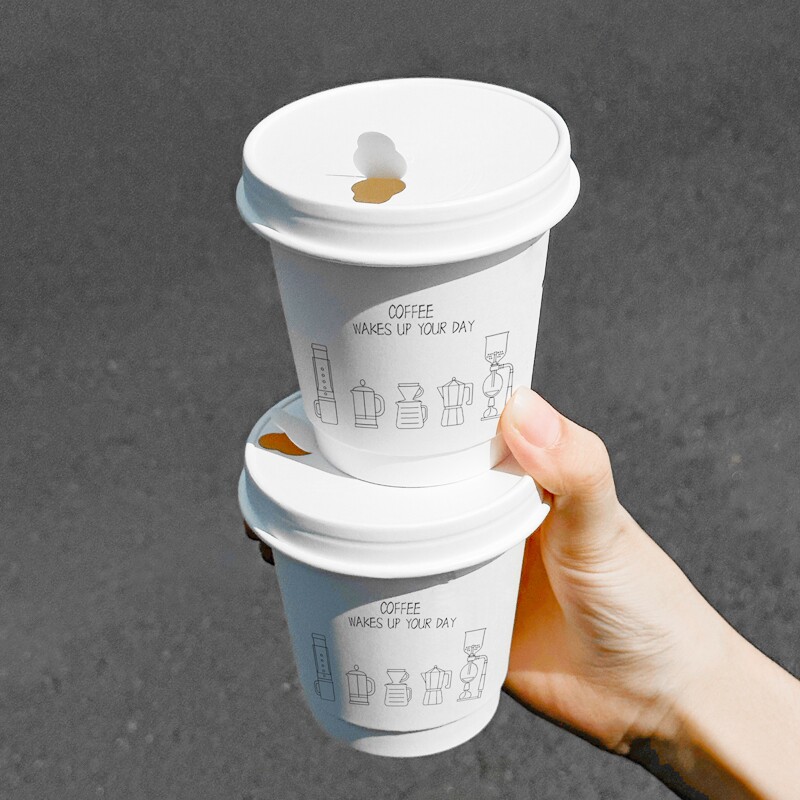 速发咖啡杯子一次性咖啡杯奶茶环杯专用外带o包纸保纸盖商用l打go