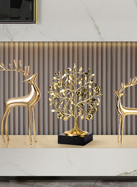 速发创意电视柜装饰摆件酒装高档招财客厅轻柜办公室发财树奢饰品