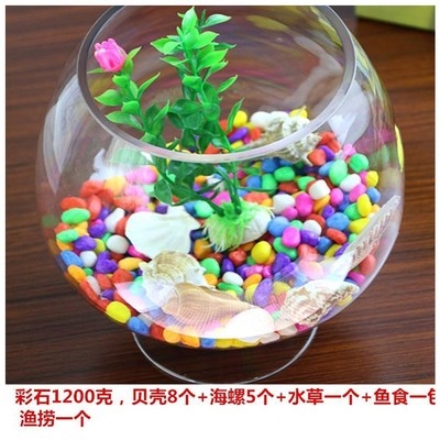 速发养式高脚玻璃鱼缸透明大号圆形客厅茶几电视柜摆放欧孔雀鱼