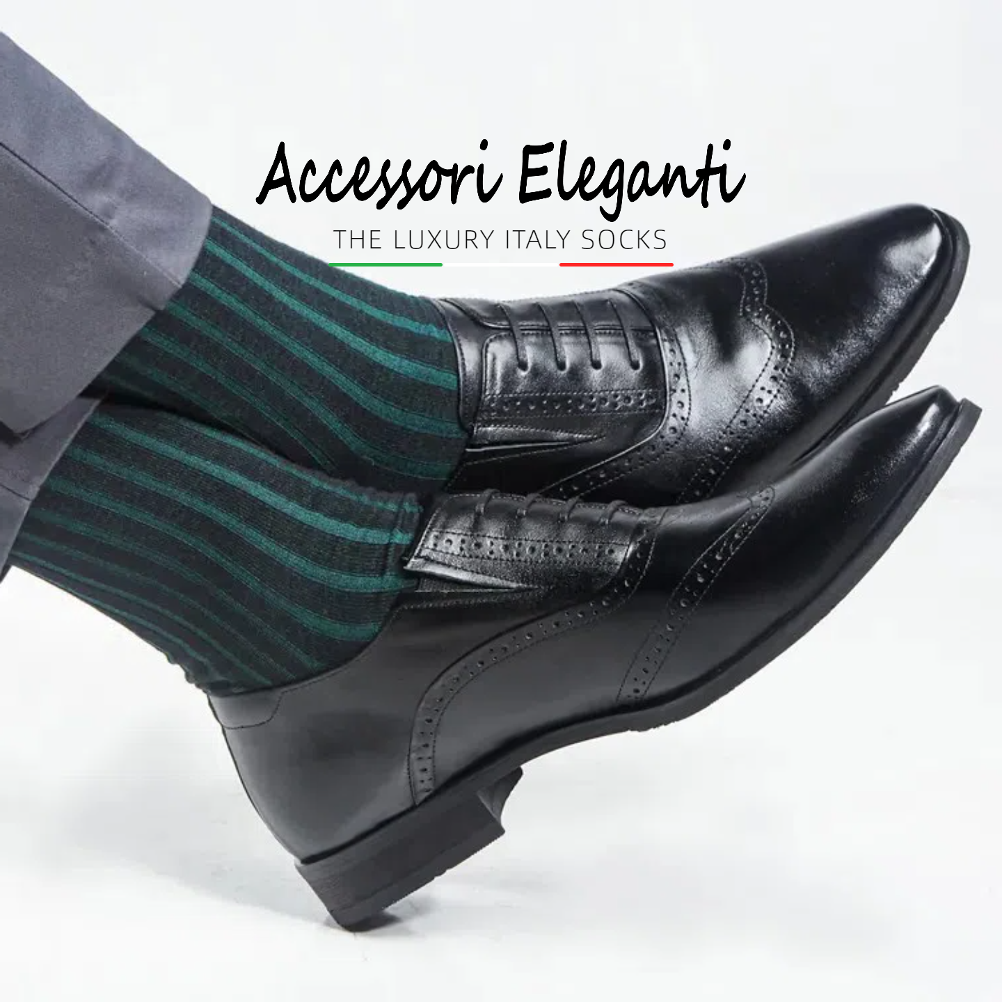 中筒轻薄阴影绿正装绅士袜