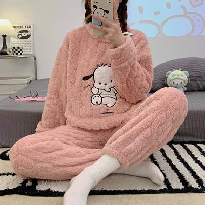 女士珊瑚绒家居服保暖睡衣