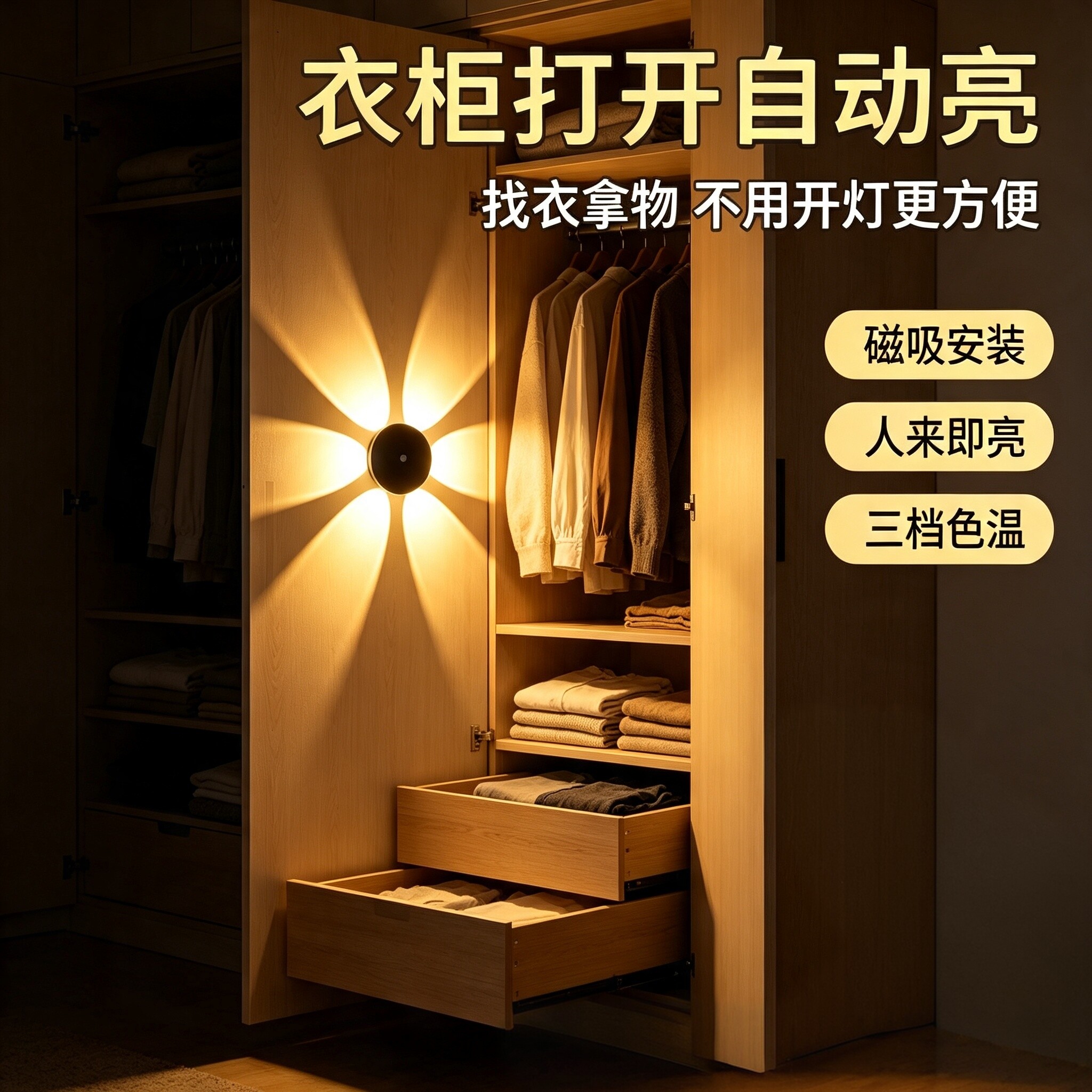 花朵感应灯磁吸智能充电式走廊过道墙壁氛围灯人体自动感应小夜灯