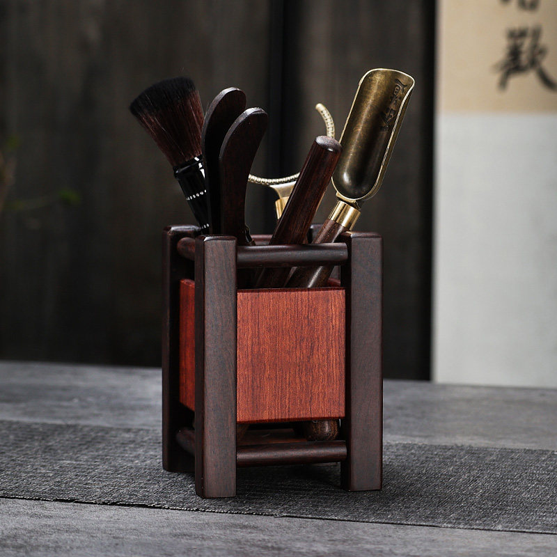 黑檀实木茶道六君子功夫茶具配件泡茶工具茶夹茶铲普洱茶刀茶勺