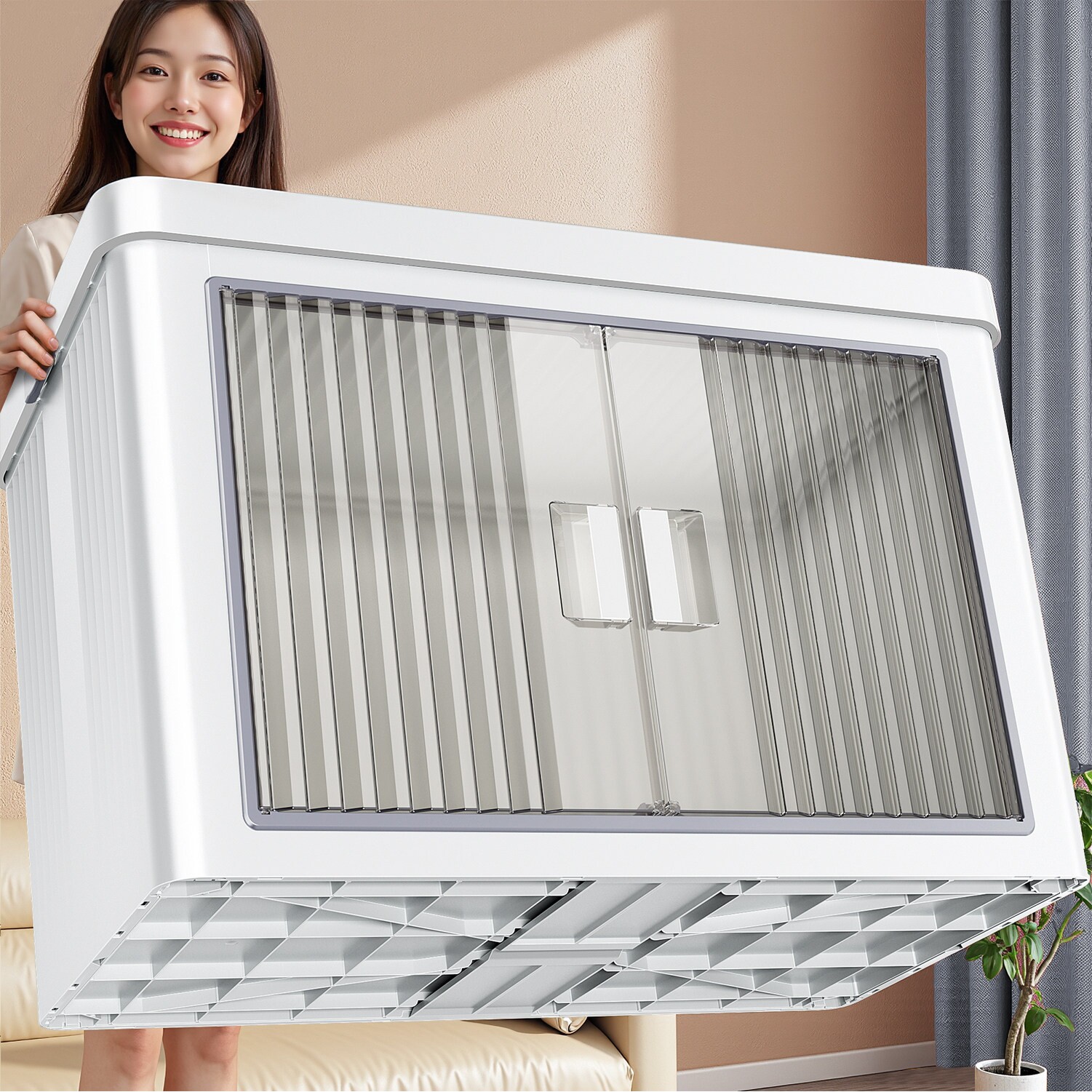 日本衣服专用收纳箱2025新型家用整理箱带轮超大容量储物箱放被子