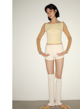 piisure 复古芭蕾 天丝羊毛撞色芭蕾体服外搭 一字领运动瑜伽罩衫