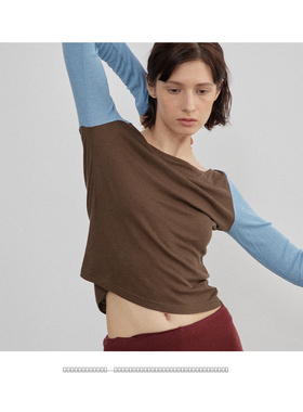 piisure 复古芭蕾 天丝羊毛撞色芭蕾体服外搭 一字领运动瑜伽罩衫