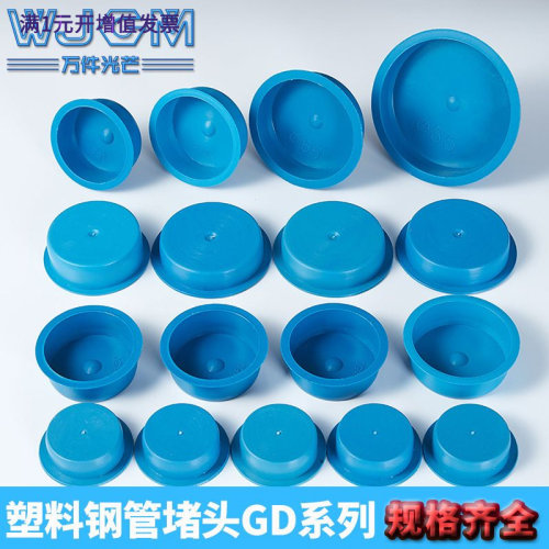 蓝色钢管堵盖无缝堵塞堵帽管盖塑