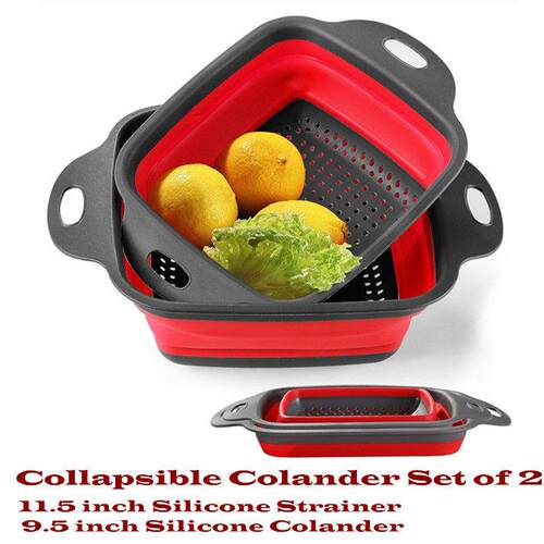 Collapsible Colander Set Strainers Draining Kitchen