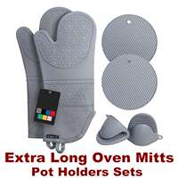 Oven Mitts Pot Holders Silicone Mittens Gloves Hot Pads thumbnail 4