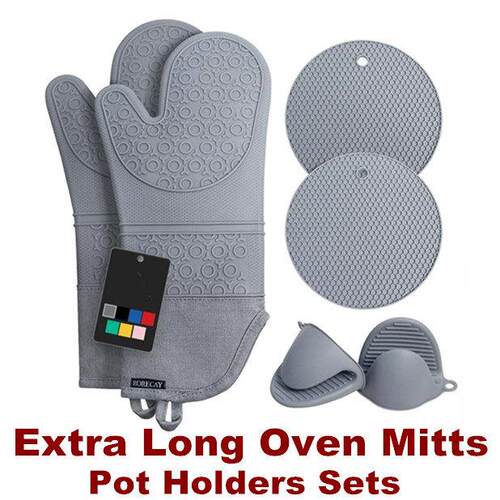 Oven Mitts Pot Holders Silicone Mittens Gloves Hot Pads