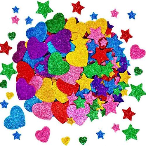 50-250pcs Colorful Glitter Foam Stickers Self Adhesive Stars