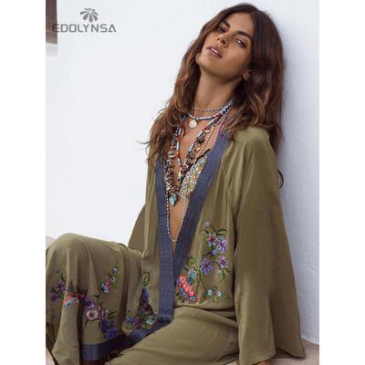 Embroidery Kaftan Beach Tunic Beach Cover up Saida de Praia