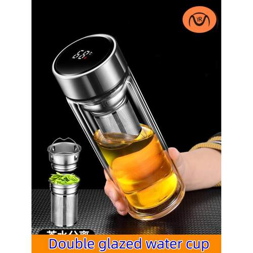 Double tumbler tea water separation infuser cup 双层玻璃水杯