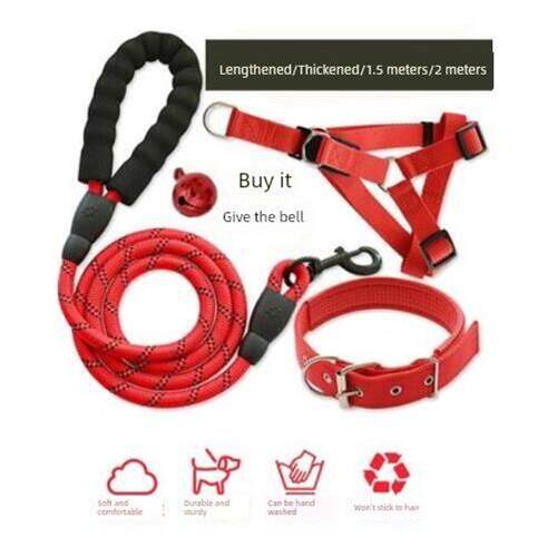 Dog leash medium large dogs walking harness collar chain set
