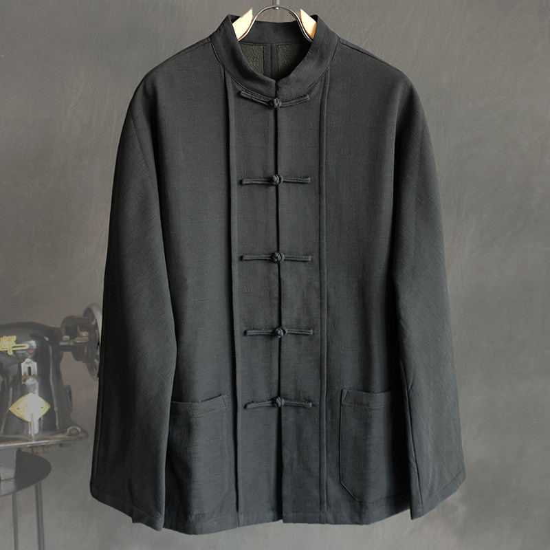 秋冬男士休闲棉麻复合加绒加厚唐装衬衫中国风盘扣复古立领衬衫,男装,唐装,淘宝优惠券,粉丝福利购,淘宝优惠卷