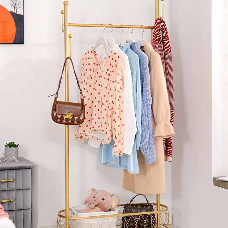 北欧可移动衣帽架家用卧室落地挂衣架轻奢多功能收纳衣服架子