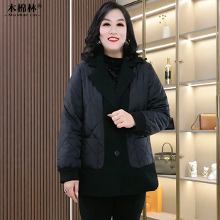 时尚韩版春秋女士大码女装宽松显瘦气质休闲西装棉服加厚保暖外套