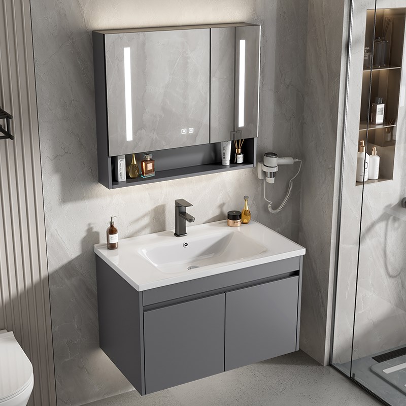 太空铝浴室柜组合卫生间陶瓷一体洗脸盆家用小户型洗手盆洗漱台池