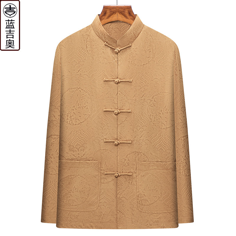 男士唐装衬衫春秋长袖上衣爸爸爷爷中老年人中式男装中国风打底衫,男装,唐装,淘宝优惠券,粉丝福利购,淘宝优惠卷