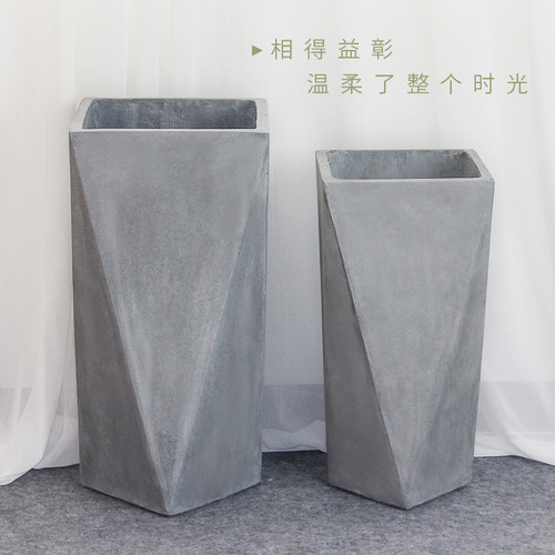 特大号欧式简约菱形水泥花盆镁泥创意简约家用阳台绿植花箱高方盆
