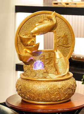 招财风水b轮流水鱼摆件客厅办公室球喷泉加湿器店铺开业礼品聚宝