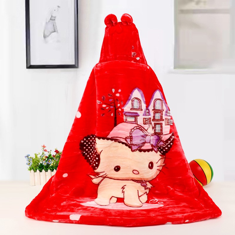 小孩外出抱毯宝宝包被冬加厚防风儿童披风斗篷婴儿抱被新生儿毛毯