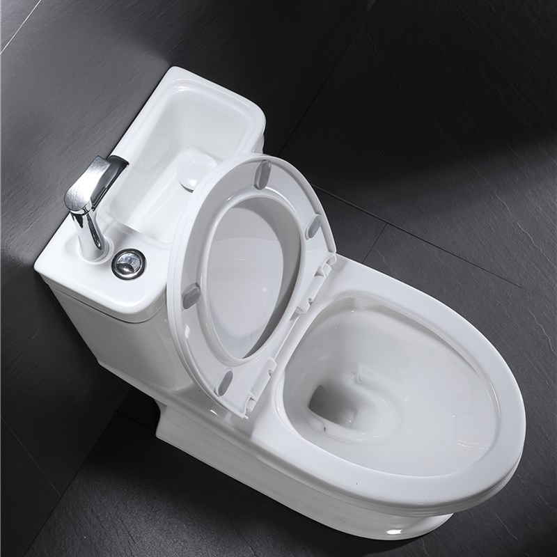 马桶水箱带洗手盆一体抽水家用小户型二合一墙后排式座便器