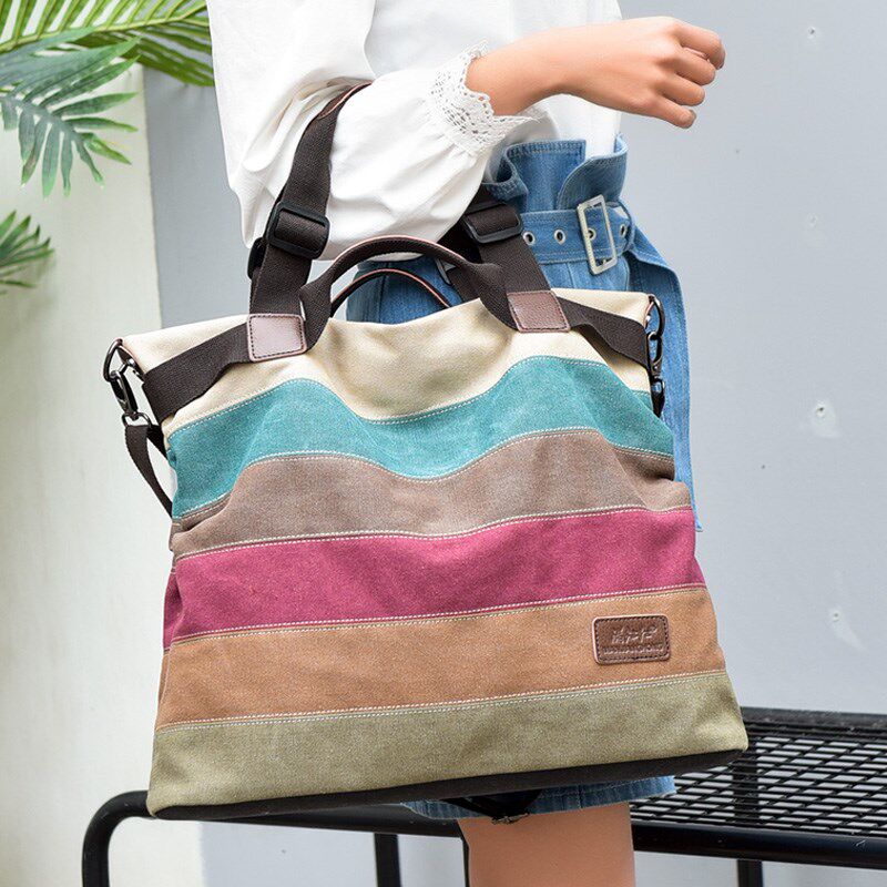 大容量新款潮流韩版女包单肩手提包斜挎大包包帆布旅行包妈妈旅游