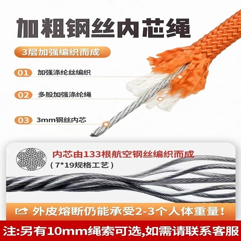 速发应急逃生救援绳子高楼火灾速降救生绳家用高层地震求生下降安
