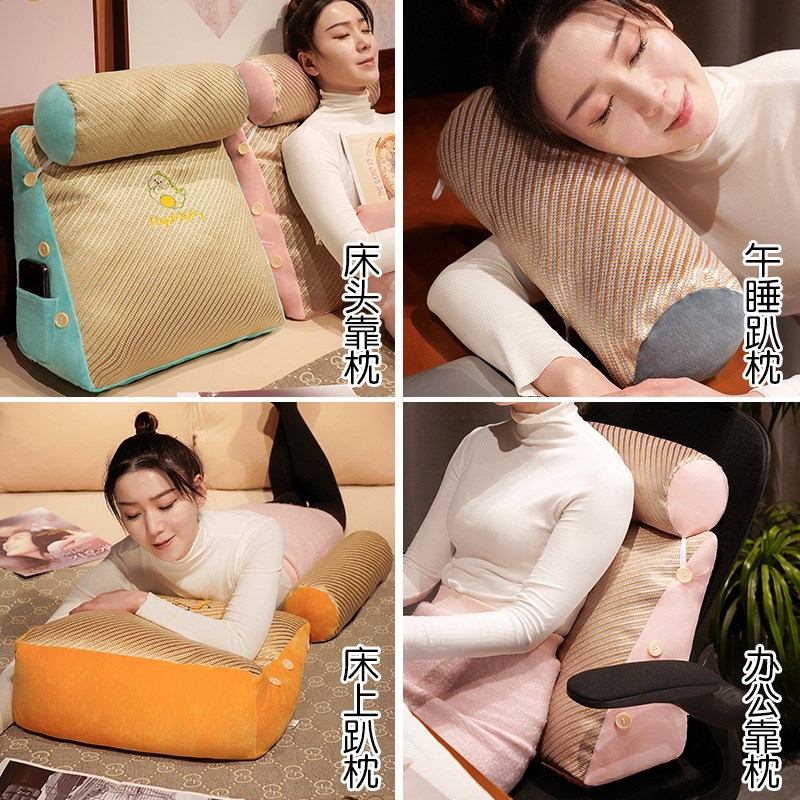 速发夏季凉席冰凉抱枕生睡觉床上藤席床头靠垫软包沙发三角侧睡靠