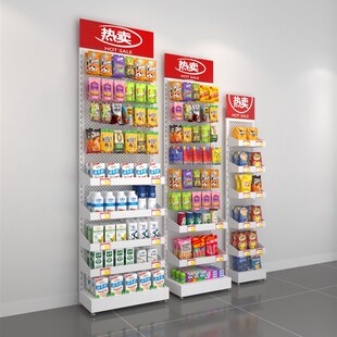 速发超市货架示榔妆料架零食展槟架化饮品口香糖药店端头柱子展示