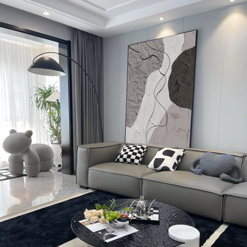 速发约寂风客厅装饰画简诧肌理感大画落地墙幅抽象沙发背景墙挂画