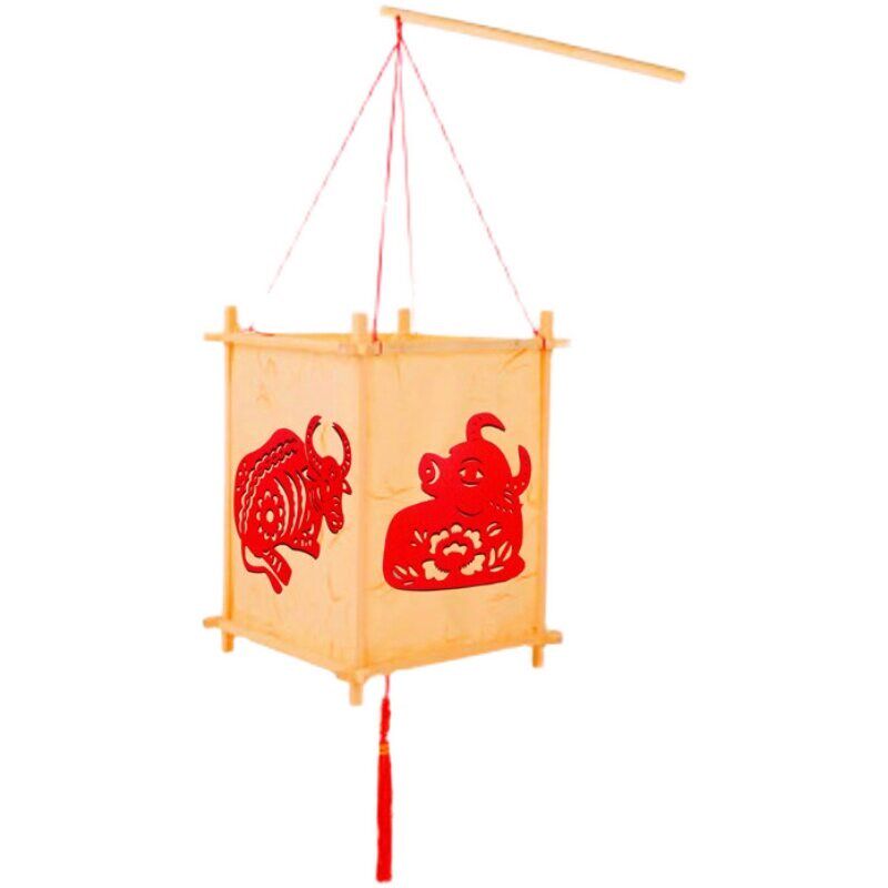 速发老式点元宵节灯笼手工制作古代纸质小孩兔子儿童宫灯花灯