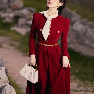 回门婚后礼 结婚当天新娘便装 速发衣色连红裙秋冬季 订婚便服复古装