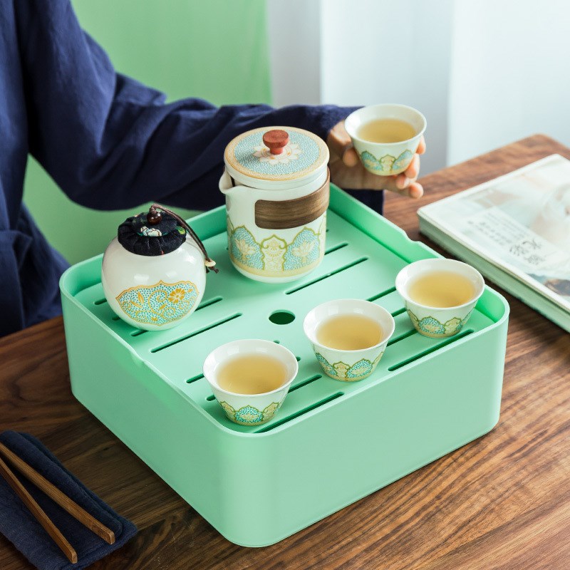 速发旅行茶具套装陶瓷快客杯一壶三杯旅行泡茶壶公司商活务动伴手