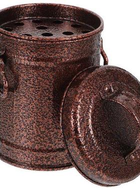 Galvanized Iron Ashtray With Lid Retro Style Small Metal