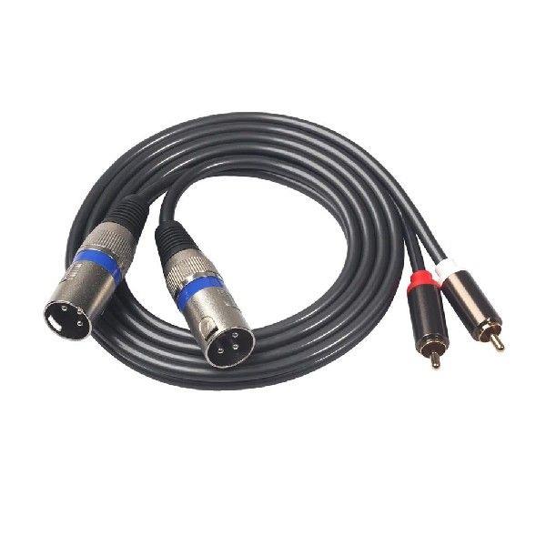 Dual XLR Male To Dual RCA Male Audio Line Black Audio Cable