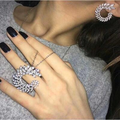 Luxury Water Drop Pendant Necklaces Earrings Sets Shininy Cu