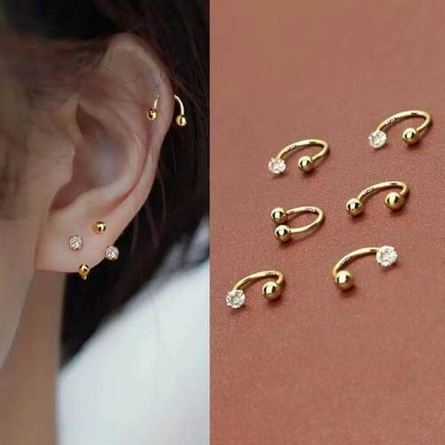2 Pcs Stainless Steel Tragus Piercing Helix Studs Earrings f