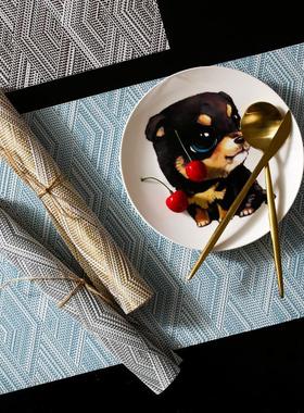 Black and white striped table mat Nordic household rectangul