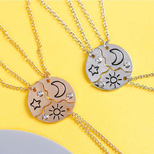 3 Piece Set Sun Moon Star Pendant Necklace Best Friend Bff F