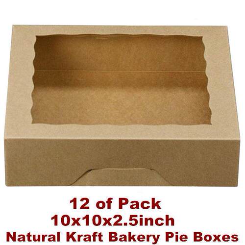 Bakery Pie Boxes with Window Large Cookie box Natural Kraft