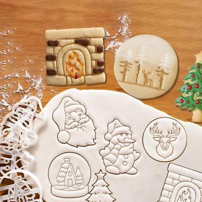 Holiday Christmas Cookie Embosser Cutter Mold Santa Claus Cr