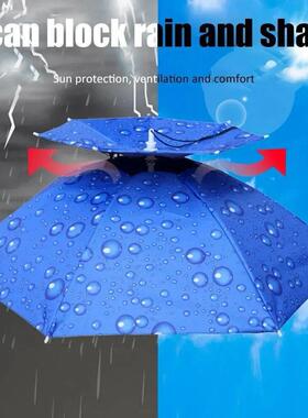 Foldable Outdoor Umbrella Hat Women Men Fishing Double Layer