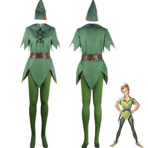 Peter Pan Outfit Cos Costume Green Halloween Uniform Adult