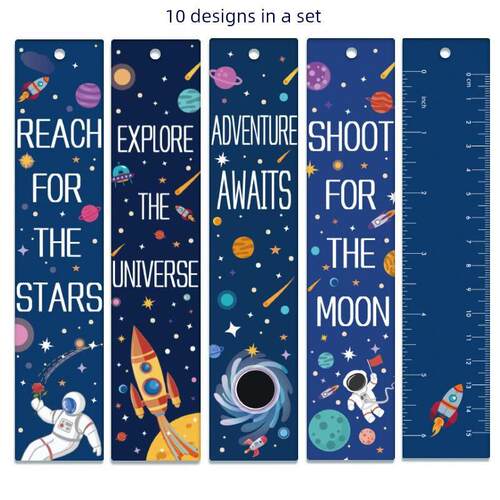 10pcs Space & Planet Themed Magnetic Bookmarks - Durable Pap
