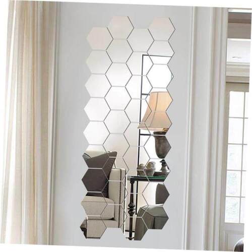 12Pcs 3D Mirror Wall Sticker Home Decor Hexagon Decorations