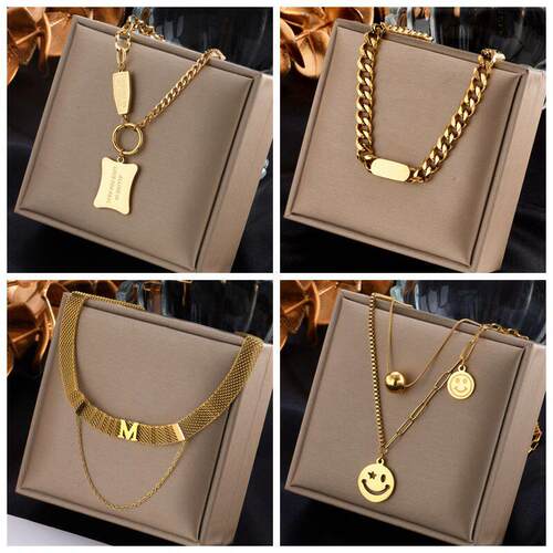 Stainless Steel Gold Color Multi-layer Geometric Necklace Fo