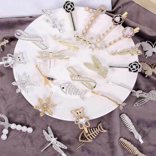 Super Fairy Side Rhinestone Hairpin Simple Girl Camellia Hai